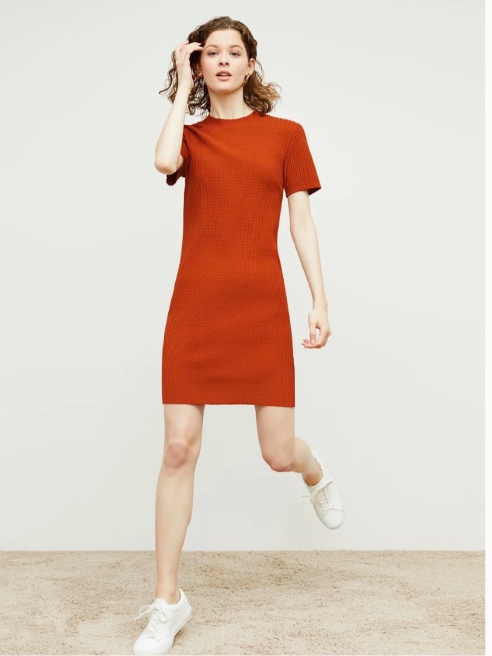 M.M.LaFleur Rust Knit Hayden T-Shirt Midi Dress Short Sleeve Round Neck